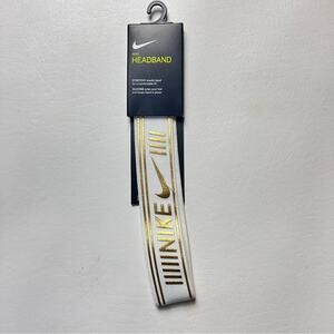 Nike Pro Women's Athletic Sporty Workout  Metallic Headband White  and Gold